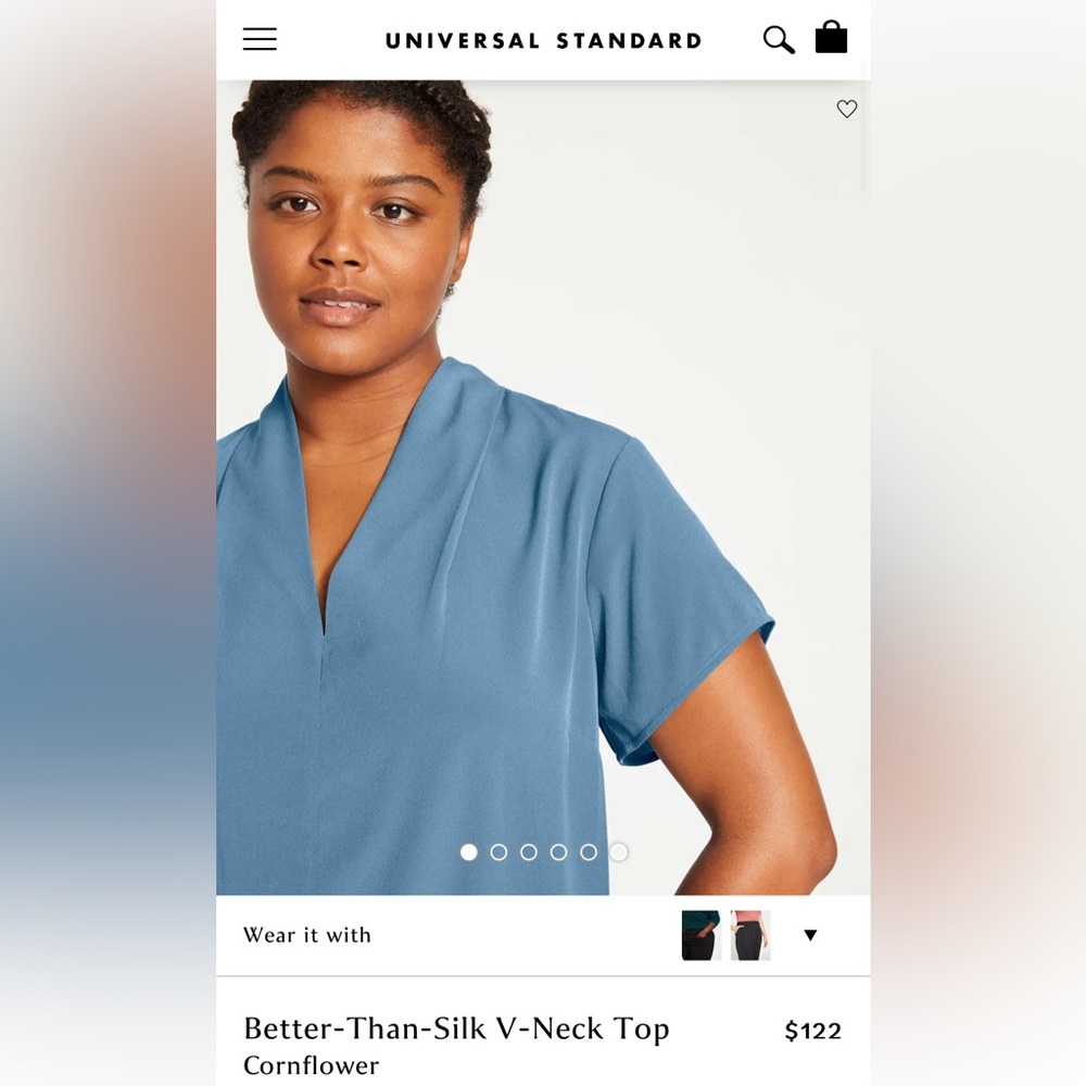 Universal Standard “Better than Silk” V-neck Top, size 18, Cornflower blue